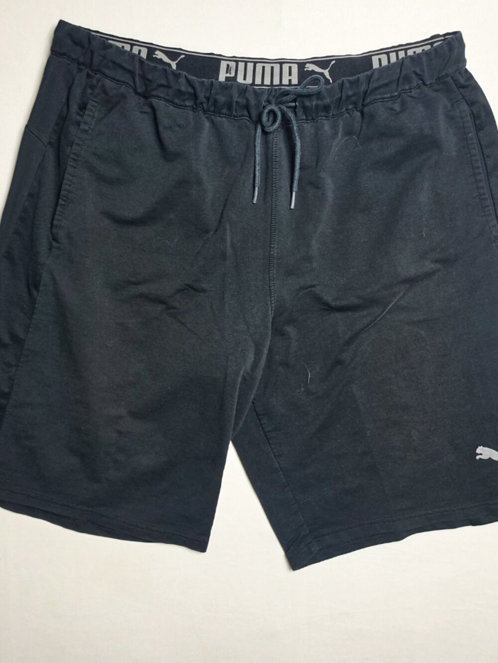 XXL PUMA Mens Athletic shorts black fleece logo waistband